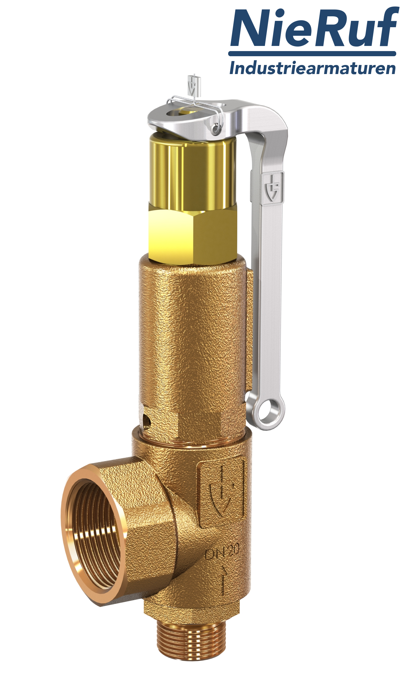 Sicherheitsventil 3/4" AG  x 1 1/4" IG SV07 neutrale gasförmige Medien, Rotguss NBR, Hebel