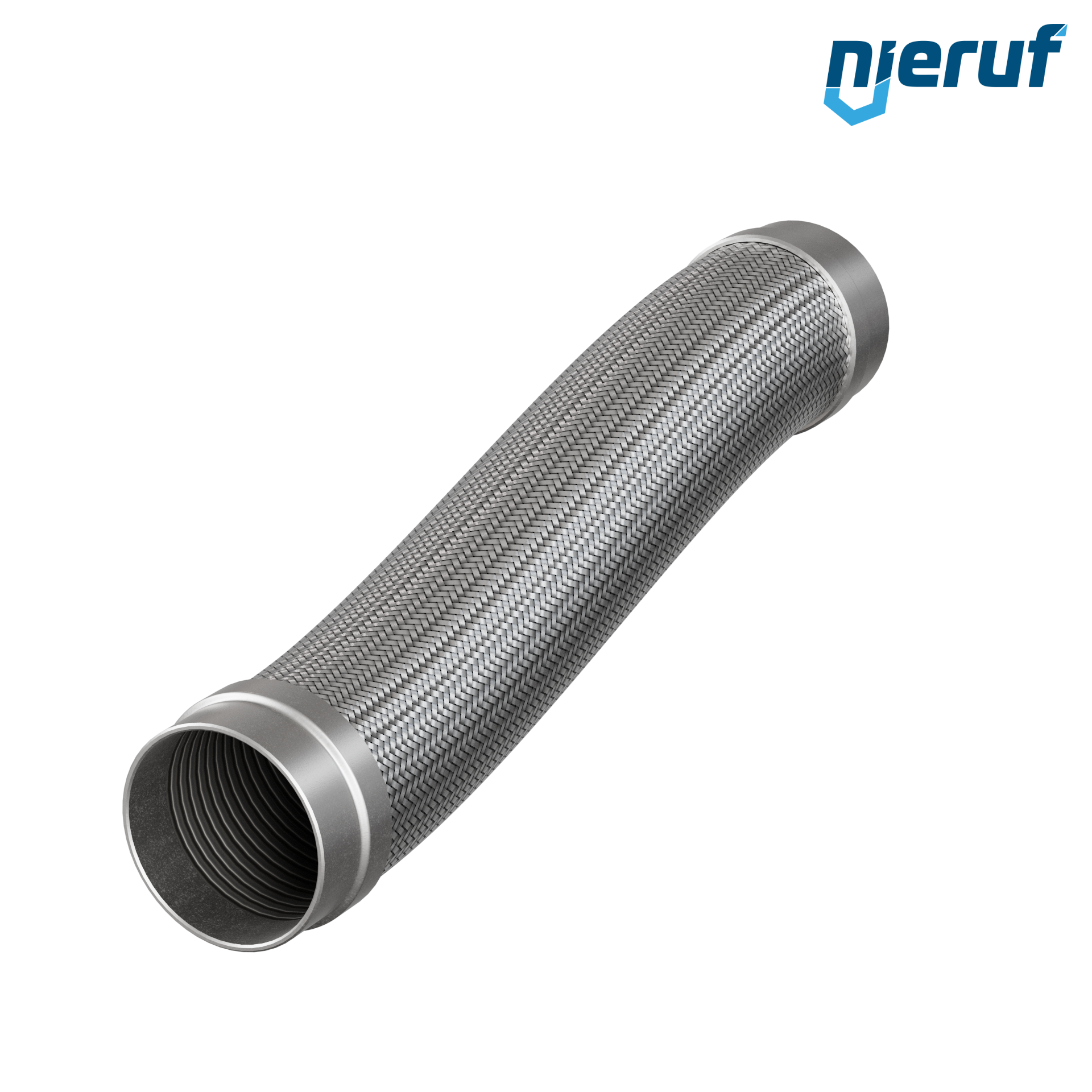 Edelstahlwellschlauch ES01 DN100 - 114.3 mm mit Einfachumflechtung und Anschweißenden Länge 500 mm