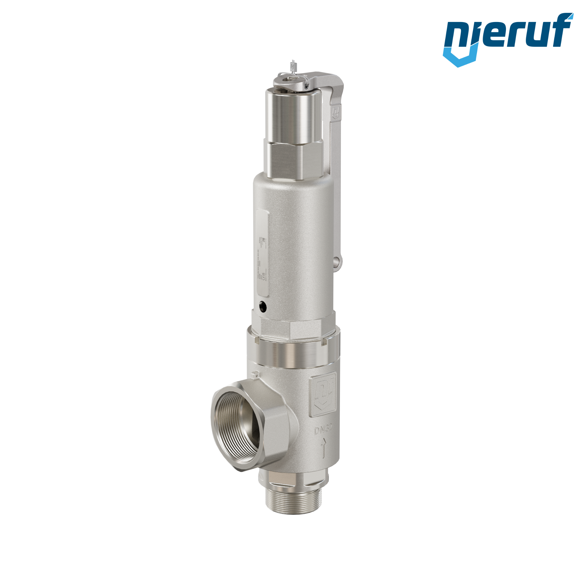 Sicherheitsventil 1 1/2" AG  x 2" IG SV06 flüssige Medien, Edelstahl FKM, Hebel