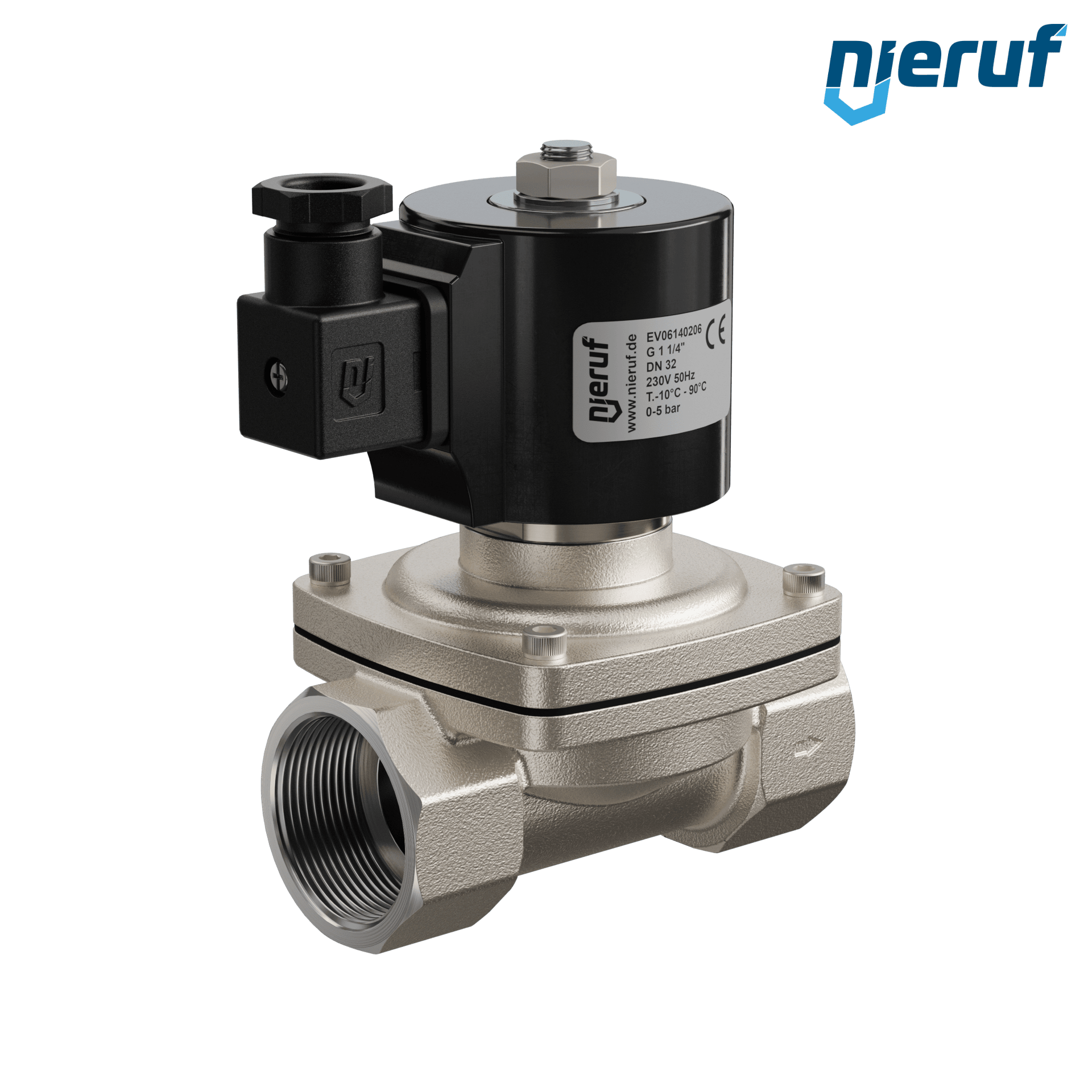 Vakuum-Magnetventil G 1 1/4" Zoll Edelstahl EV06 NBR 230V 50Hz