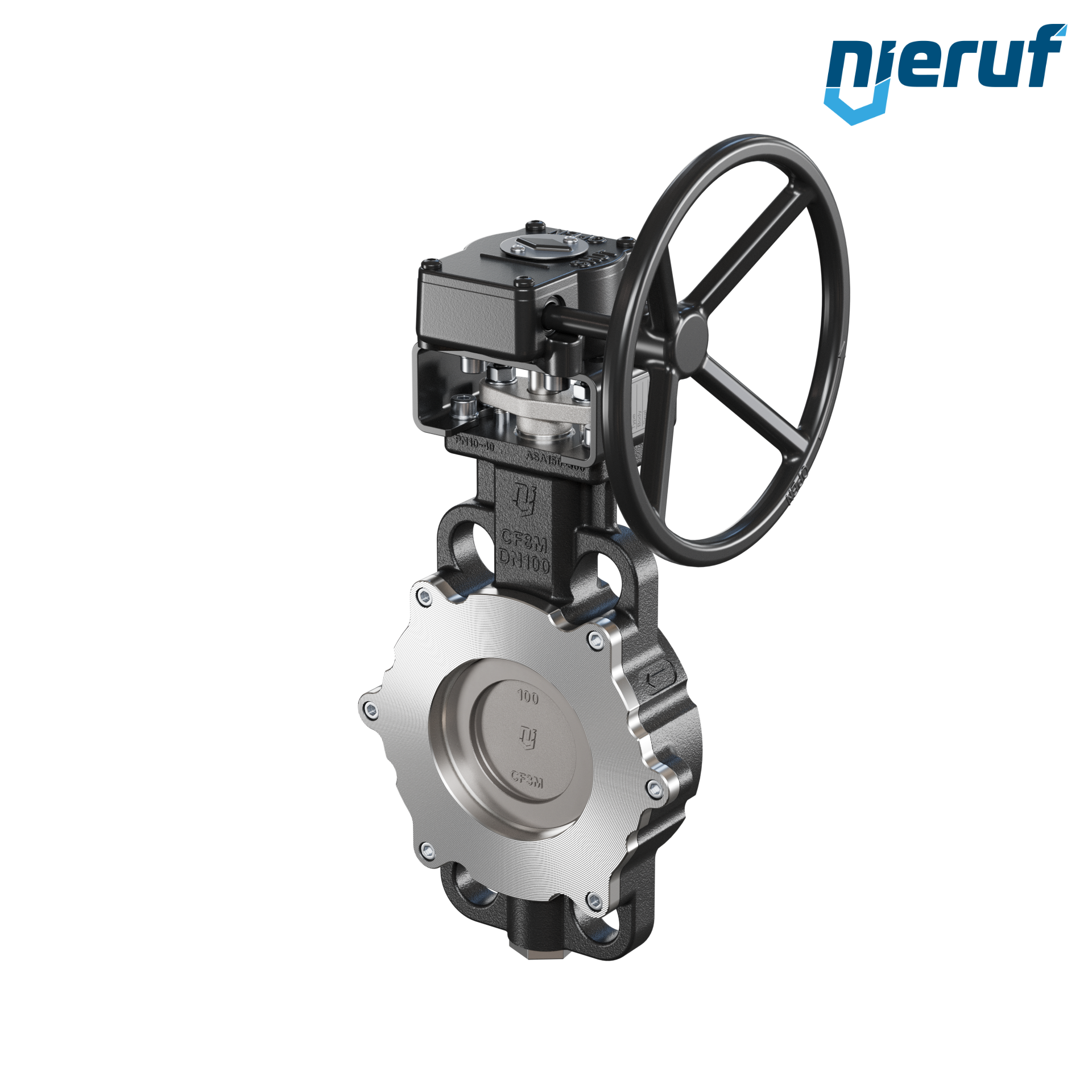 Dreifachexzentrische Absperrklappe AK13 DN 100 PN10-40 ANSI150-300 Getriebe