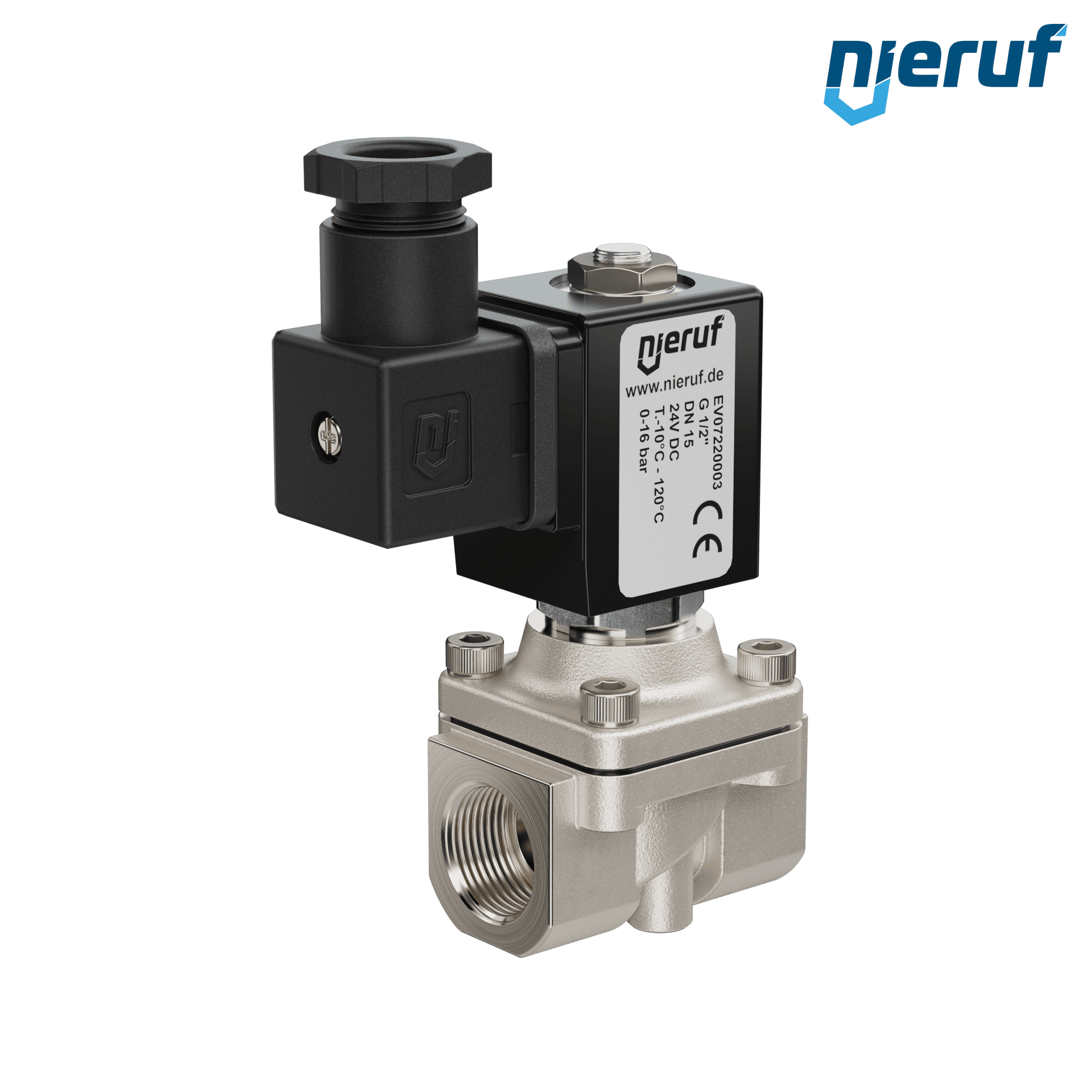 Magnetventil G 1/2" Zoll Edelstahl EV07 FKM 24V DC
