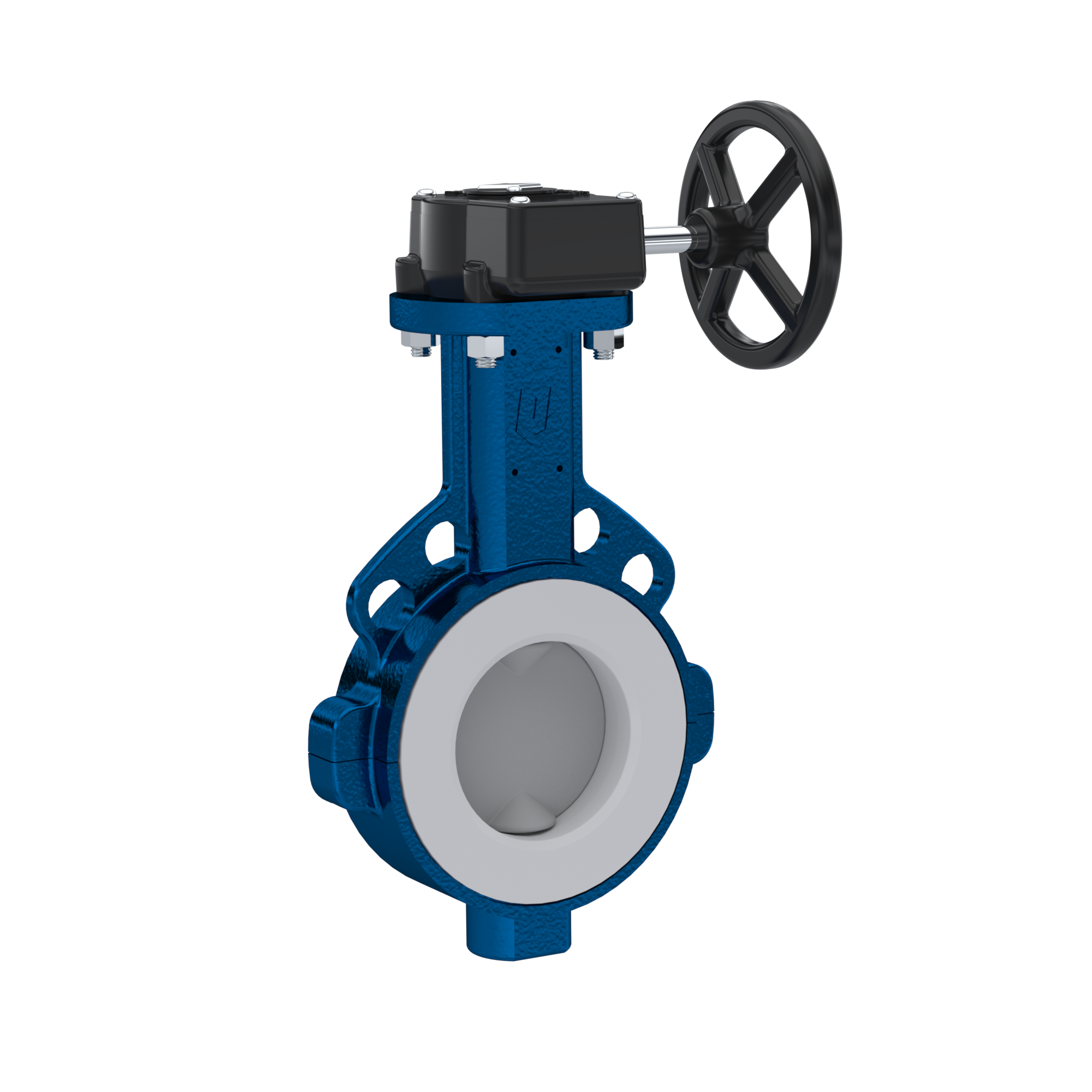 PFA-Absperrklappe PTFE AK09 DN50 ANSI150 Handradgetriebe FKM Einlage