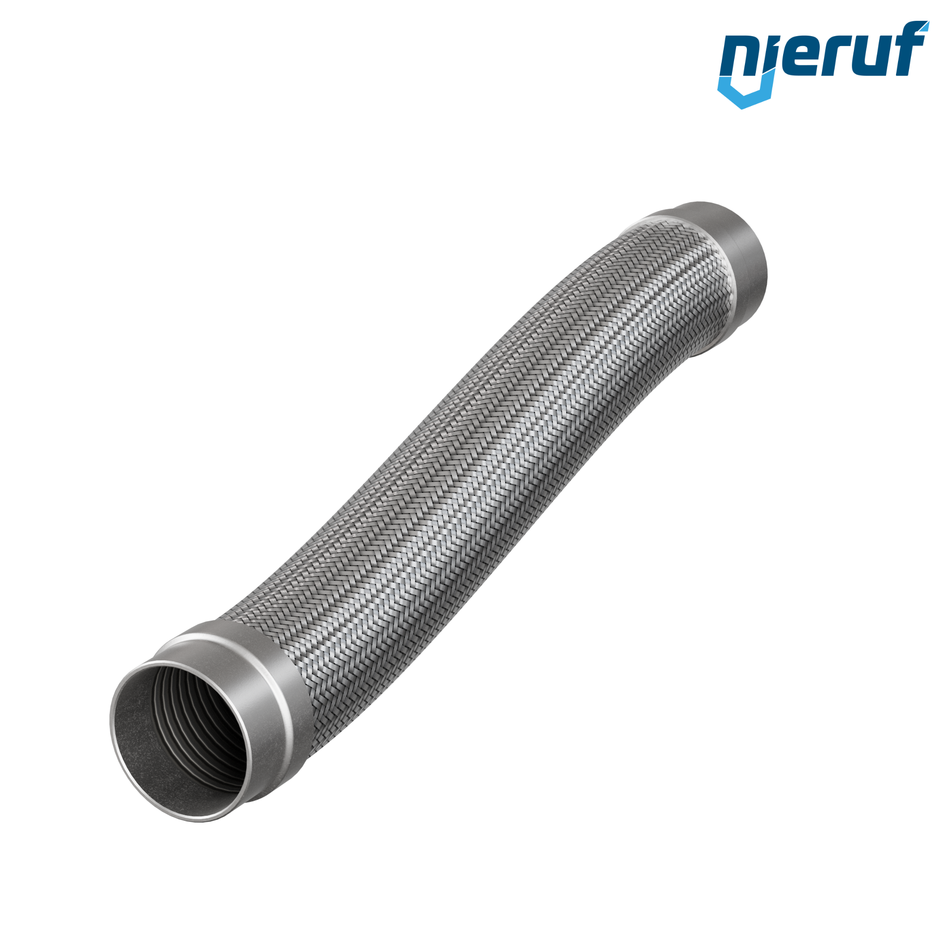 Edelstahlwellschlauch ES01 DN80 - 88.9 mm mit Zweifachumflechtung und Anschweißenden Länge 500 mm