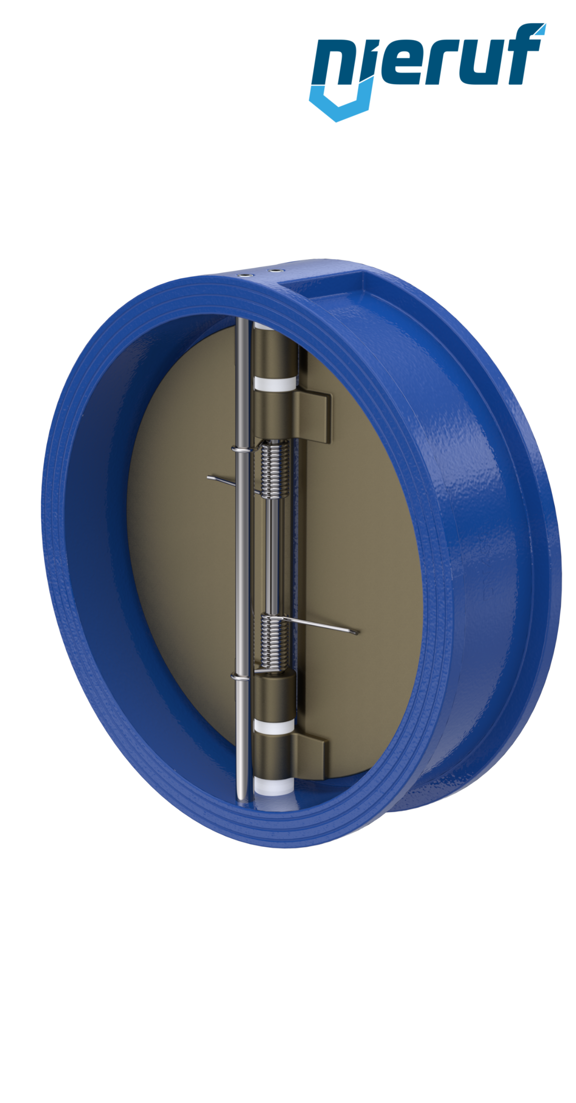 Doppelflügel-Rückschlagklappe DN450 ANSI150 DR04 ANSI 150 GGG40 epoxid-beschichtet blau 180µm FKM