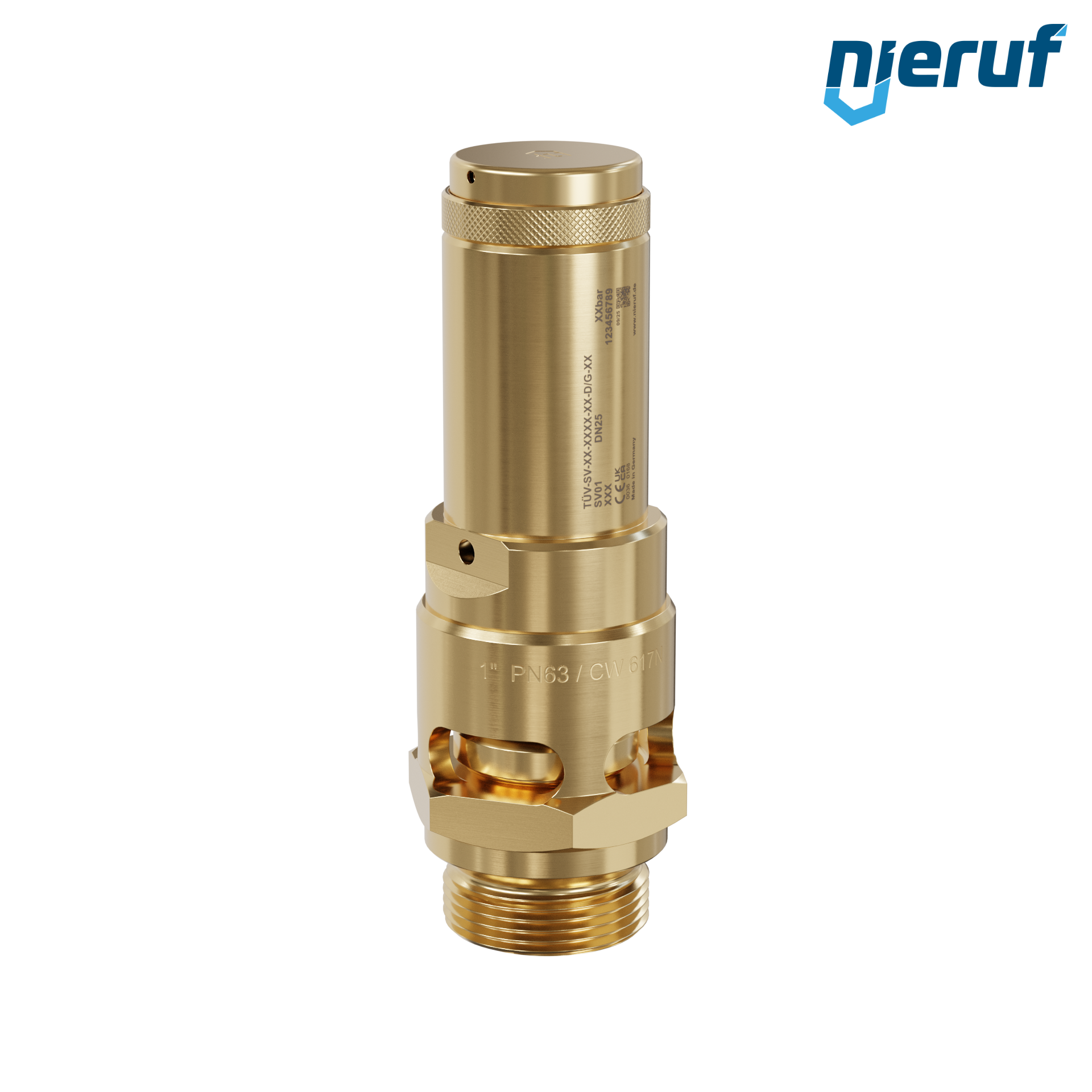 valvola di sicurezza 1" M SV01 aria compressa PTFE ottone