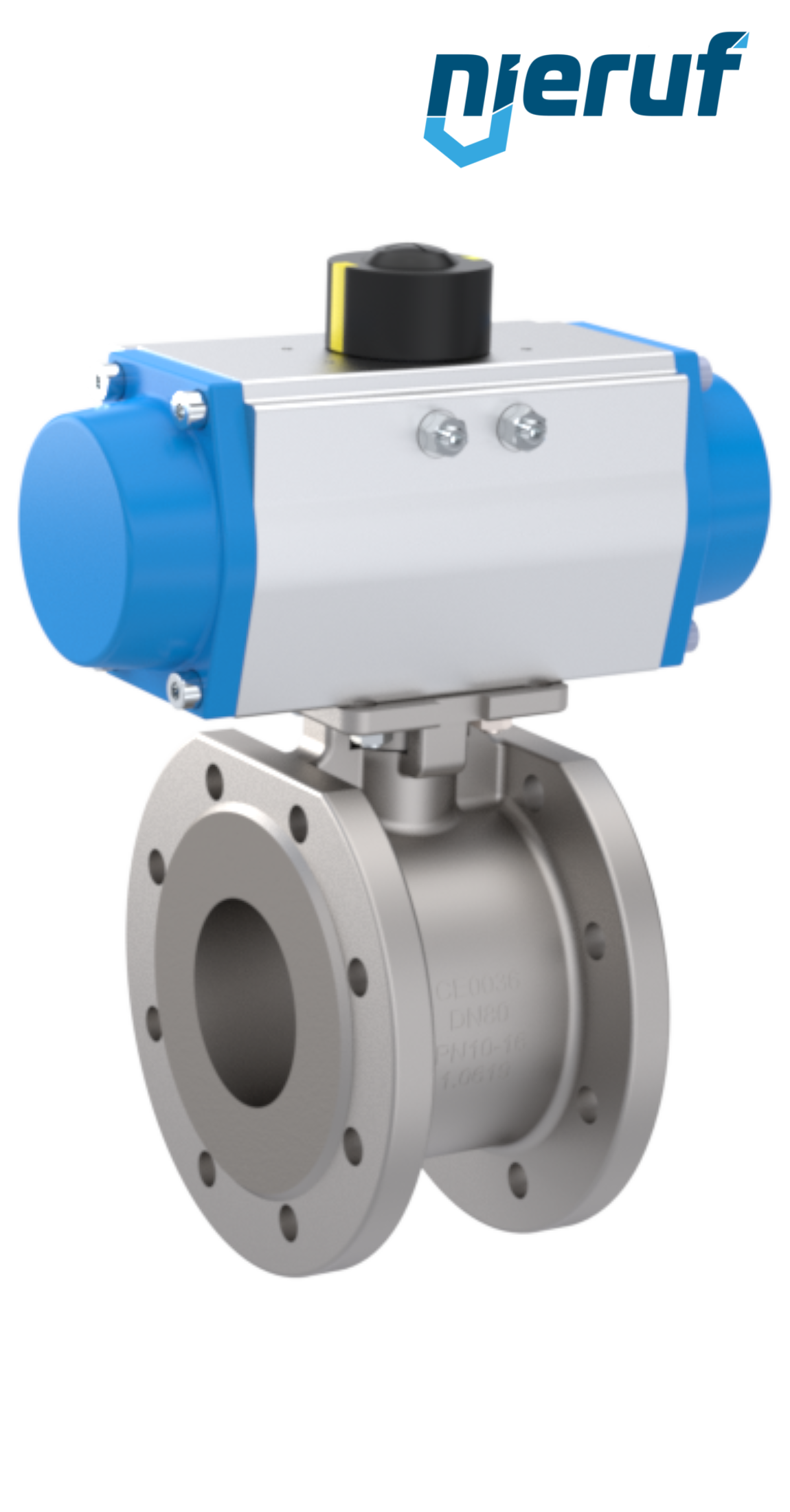 Kompakt-Flanschkugelhahn DN100 PK07 pneumatischer Drehantrieb doppeltwirkend