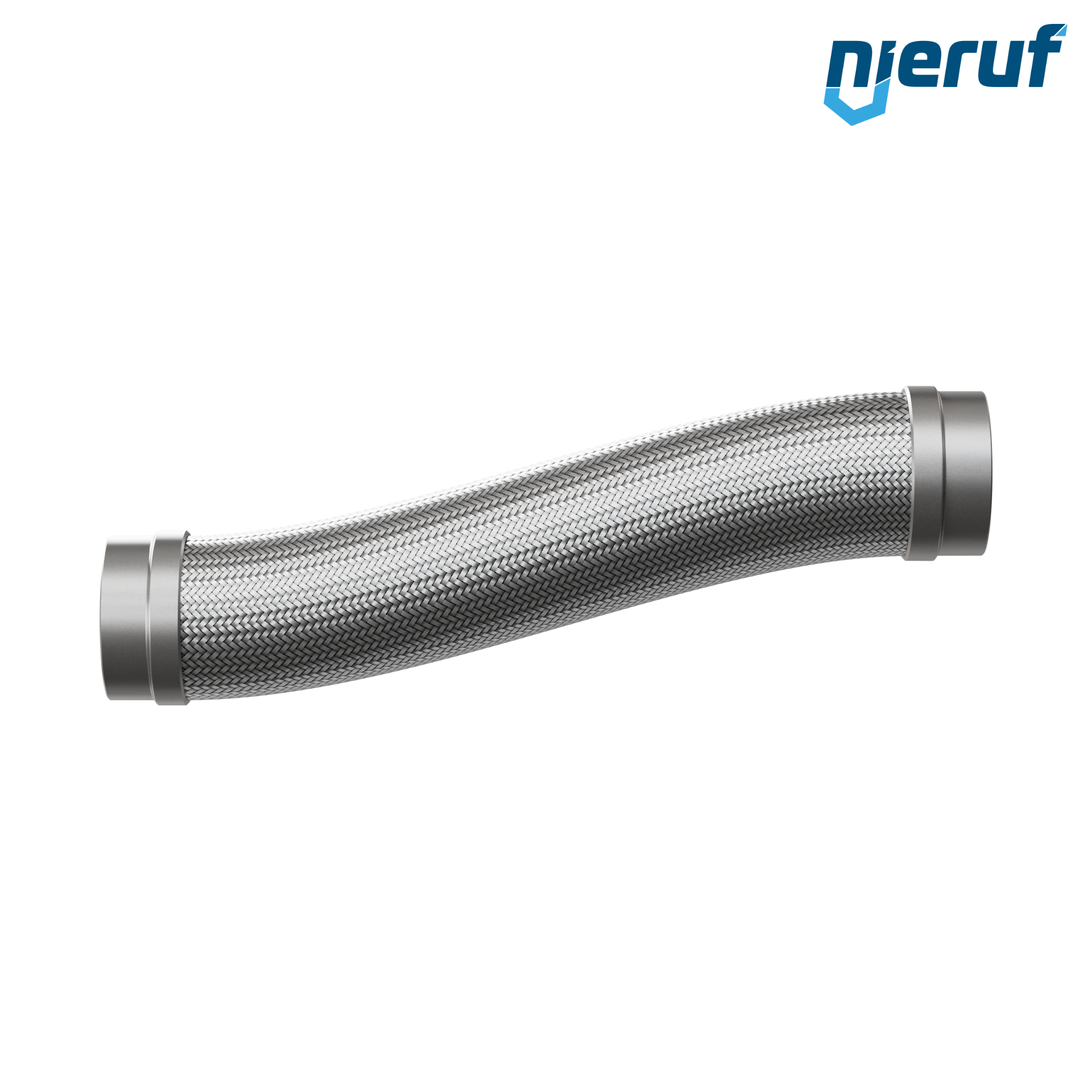 Edelstahlwellschlauch ES01 DN100 - 114.3 mm mit Einfachumflechtung und Anschweißenden Länge 500 mm