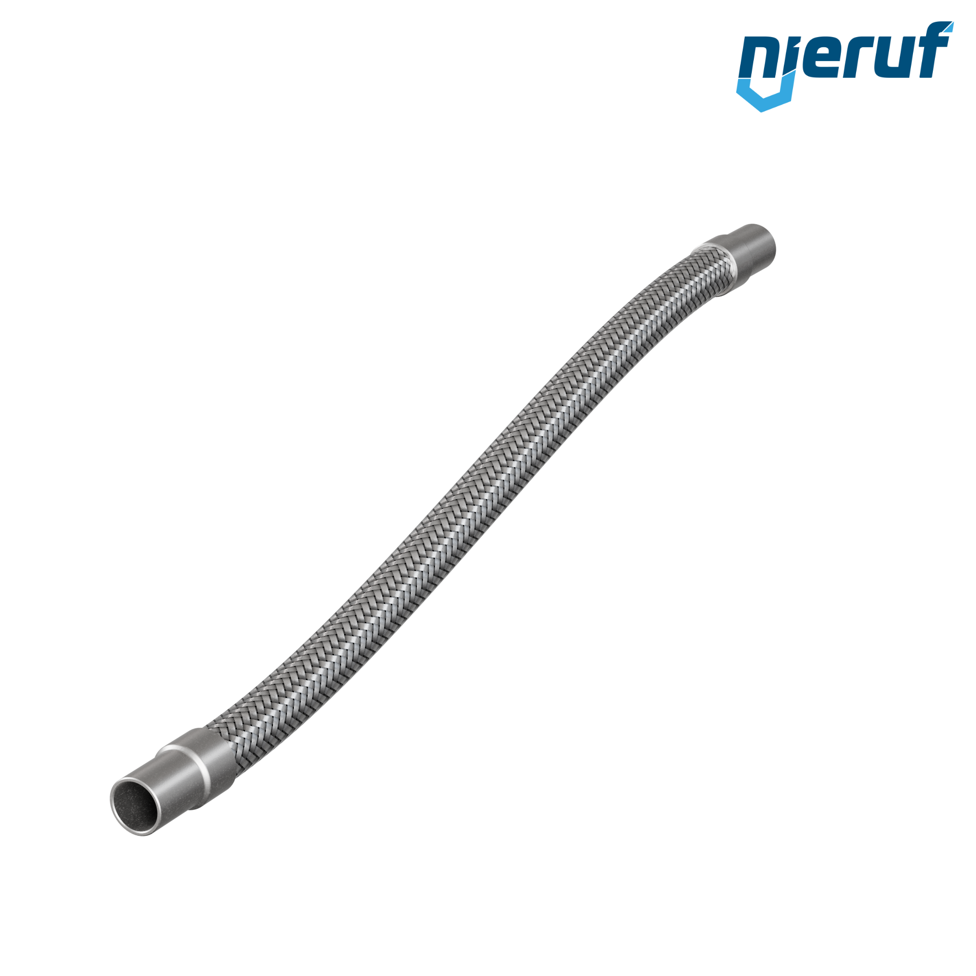 Edelstahlwellschlauch ES01 DN20 - 26.9 mm mit Einfachumflechtung und Anschweißenden Länge 500 mm