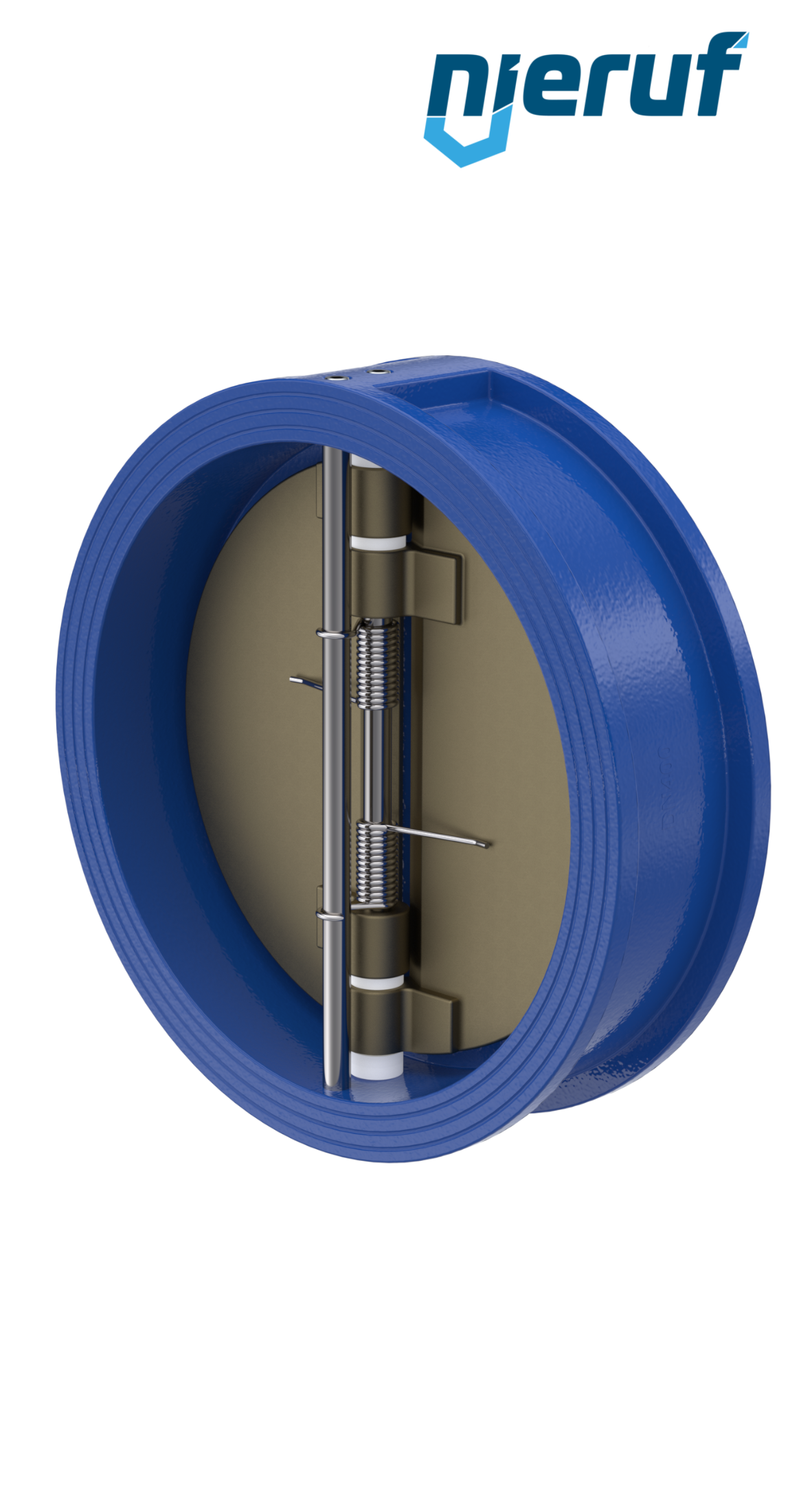 Doppelflügel-Rückschlagklappe DN400 ANSI150 DR04 ANSI 150 GGG40 epoxid-beschichtet blau 180µm FKM