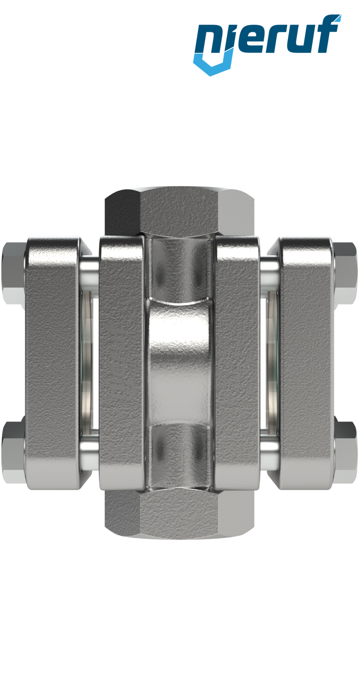 Durchfluss-Schauglas DN8 - 1/4" Zoll Edelstahl Natron-Kalk-Glas Version mit PTFE-Rotor