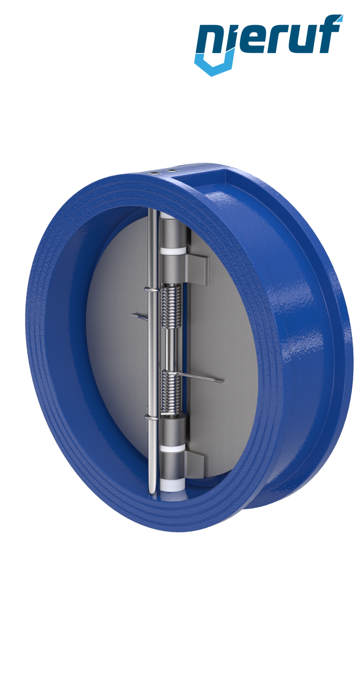 Doppelflügel-Rückschlagklappe DN350 ANSI150 DR01 ANSI 150 GGG40 epoxid-beschichtet blau 180µm EPDM