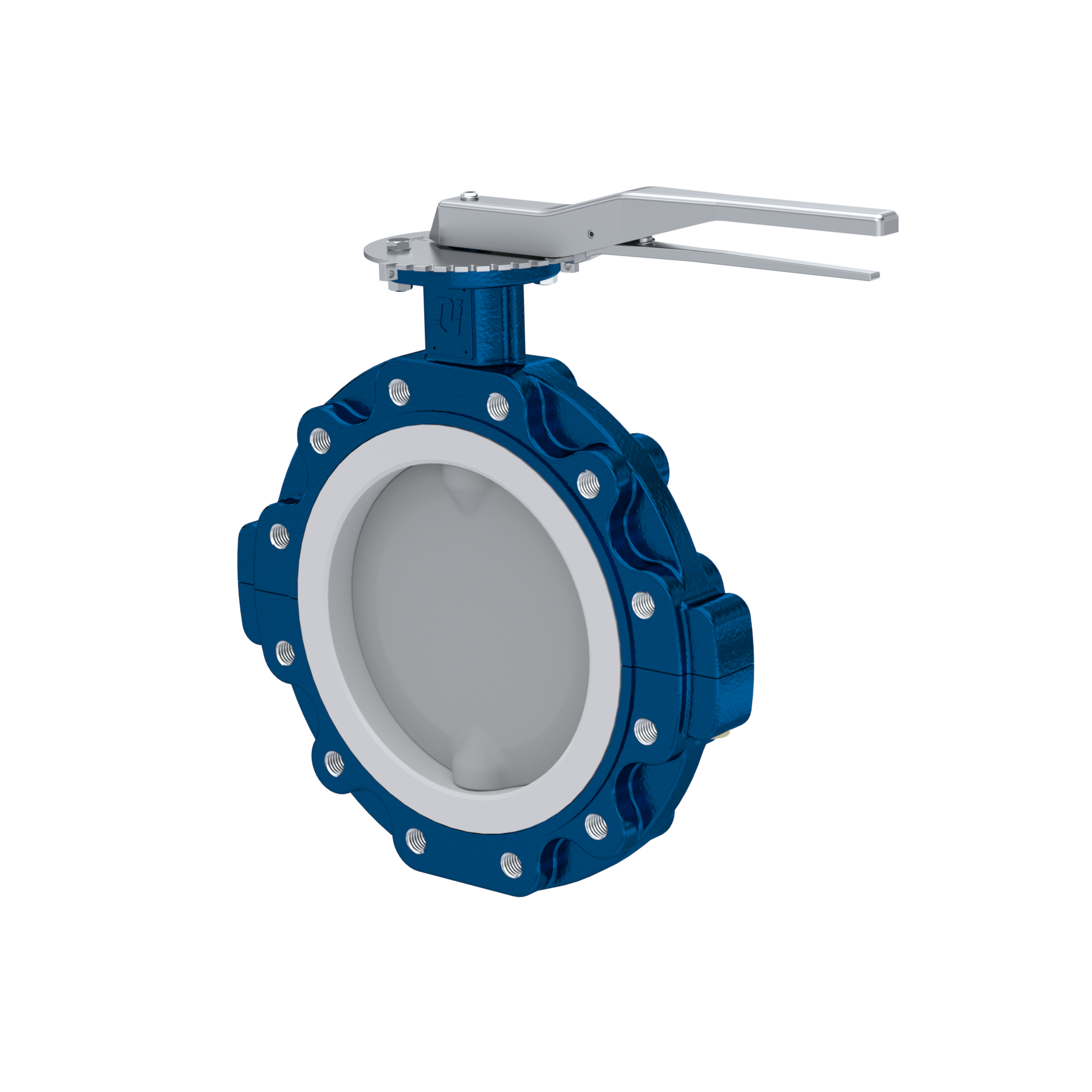 PFA-Absperrklappe PTFE AK10 DN300 ANSI150 Rasthebel FKM Einlage
