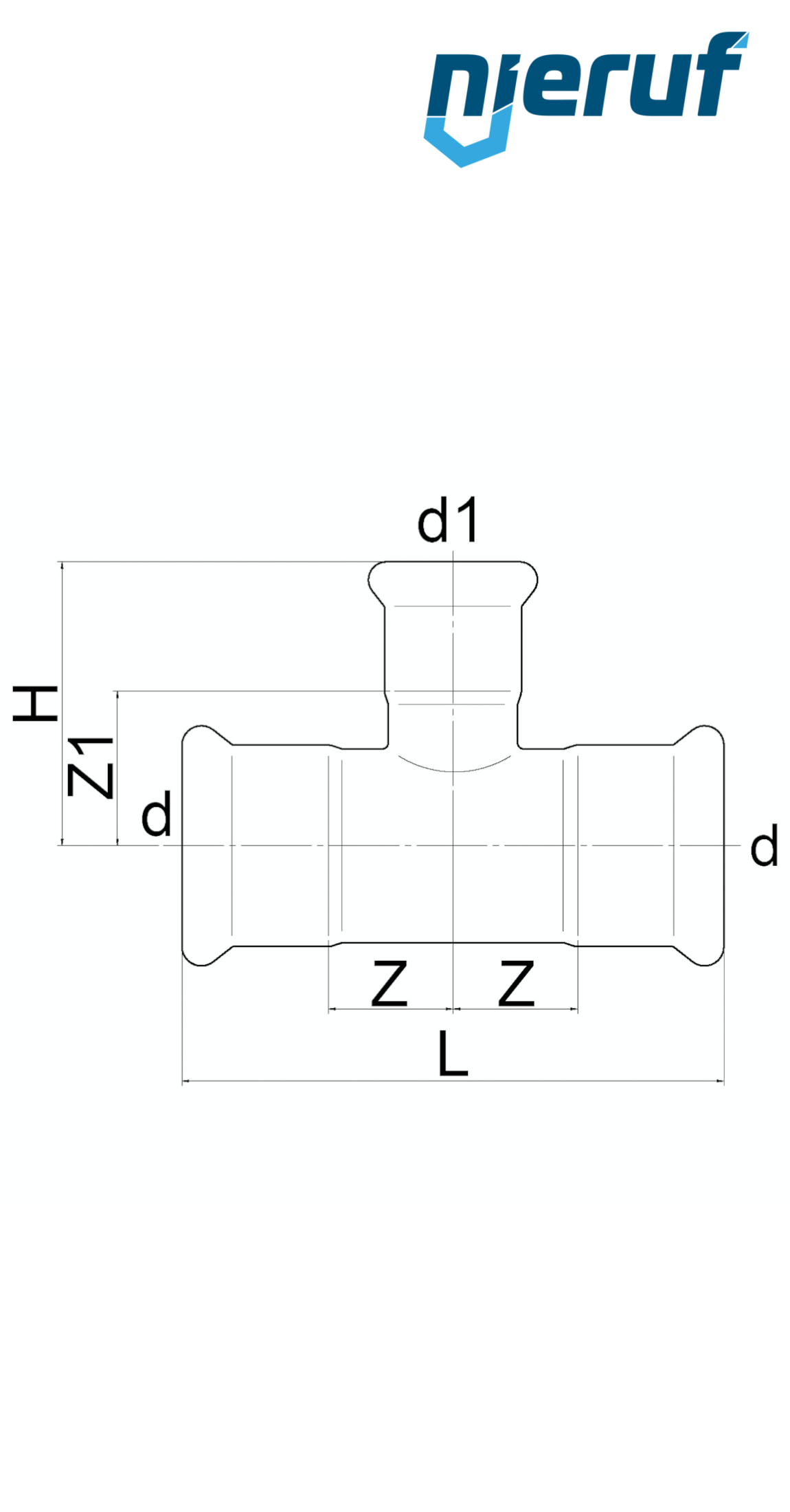 T-Stück reduziert I x I Pressfitting DN40 x DN25 Edelstahl