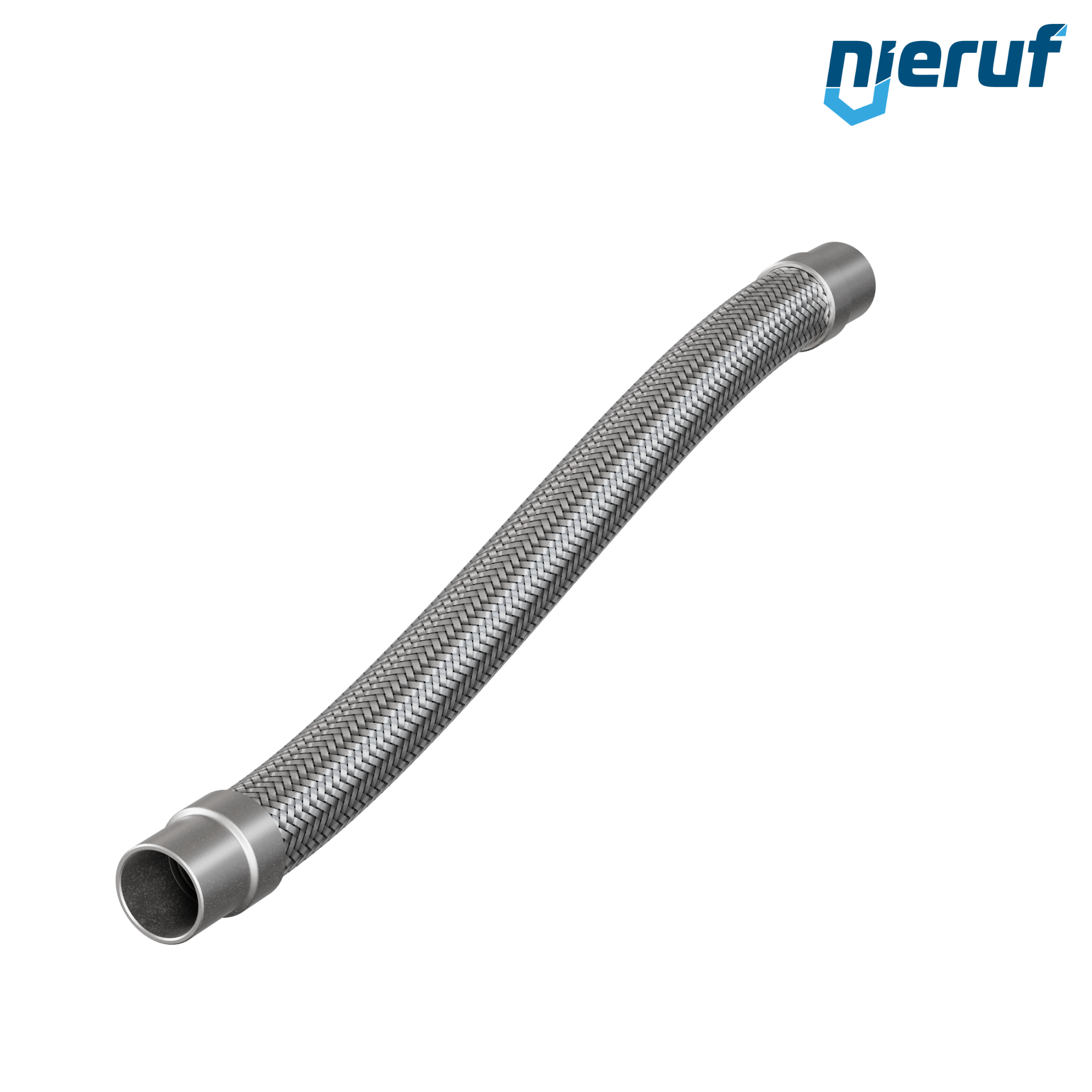 Edelstahlwellschlauch ES01 DN32 - 42.4 mm mit Einfachumflechtung und Anschweißenden Länge 500 mm