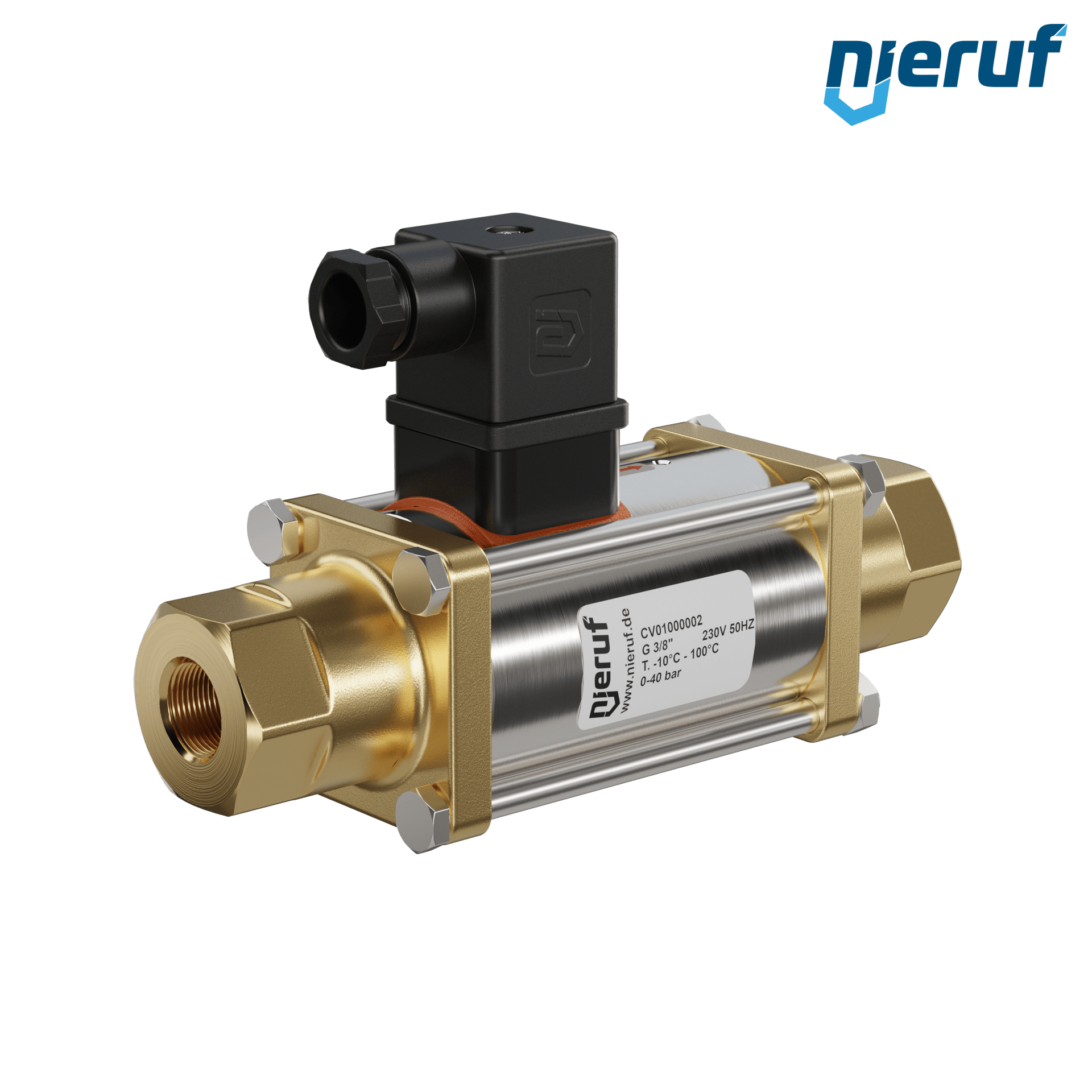 Coaxial-Ventil 3/8" Zoll IG - DN10 Messing 230V AC NC