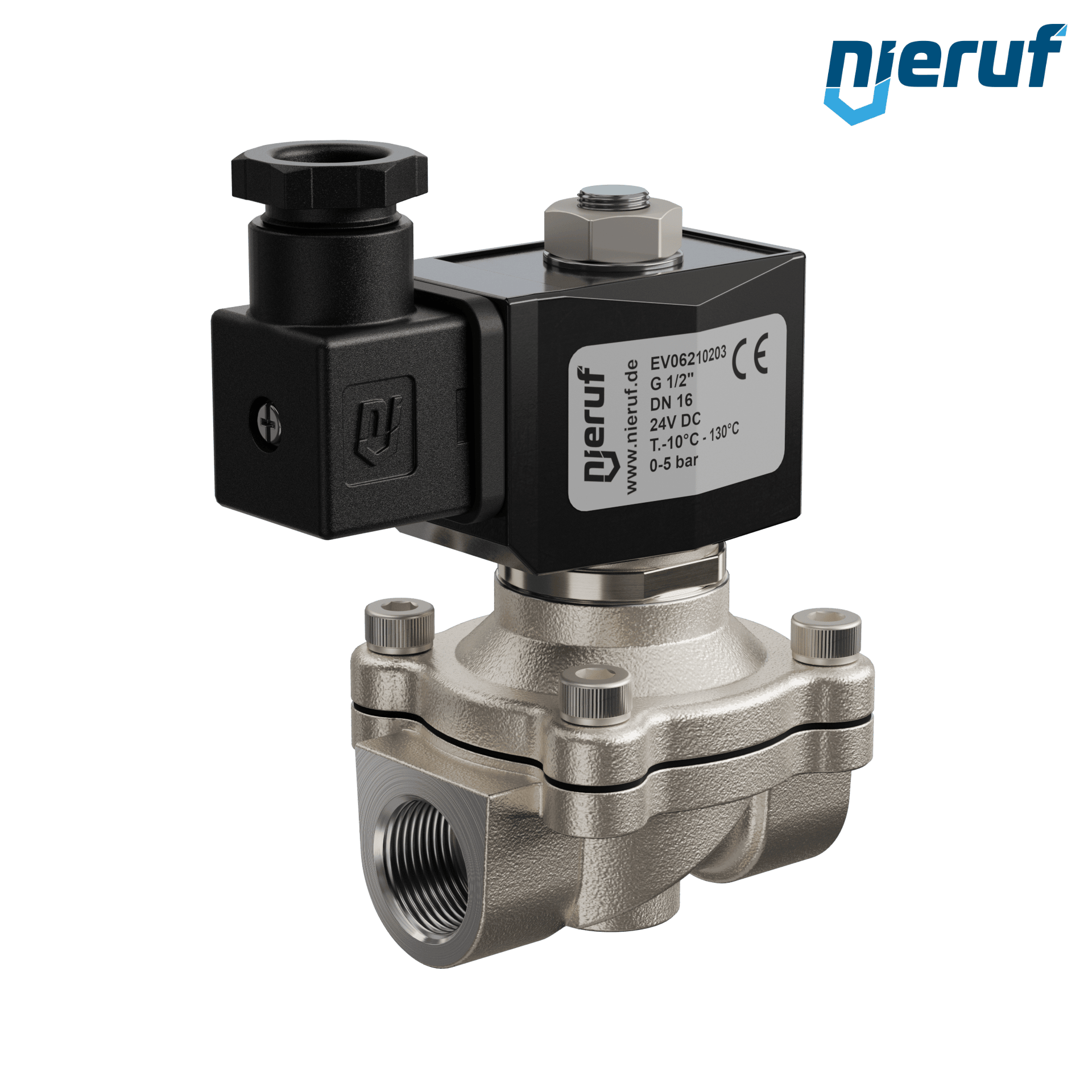 Vakuum-Magnetventil G 1/2" Zoll Edelstahl EV06 EPDM 24V DC
