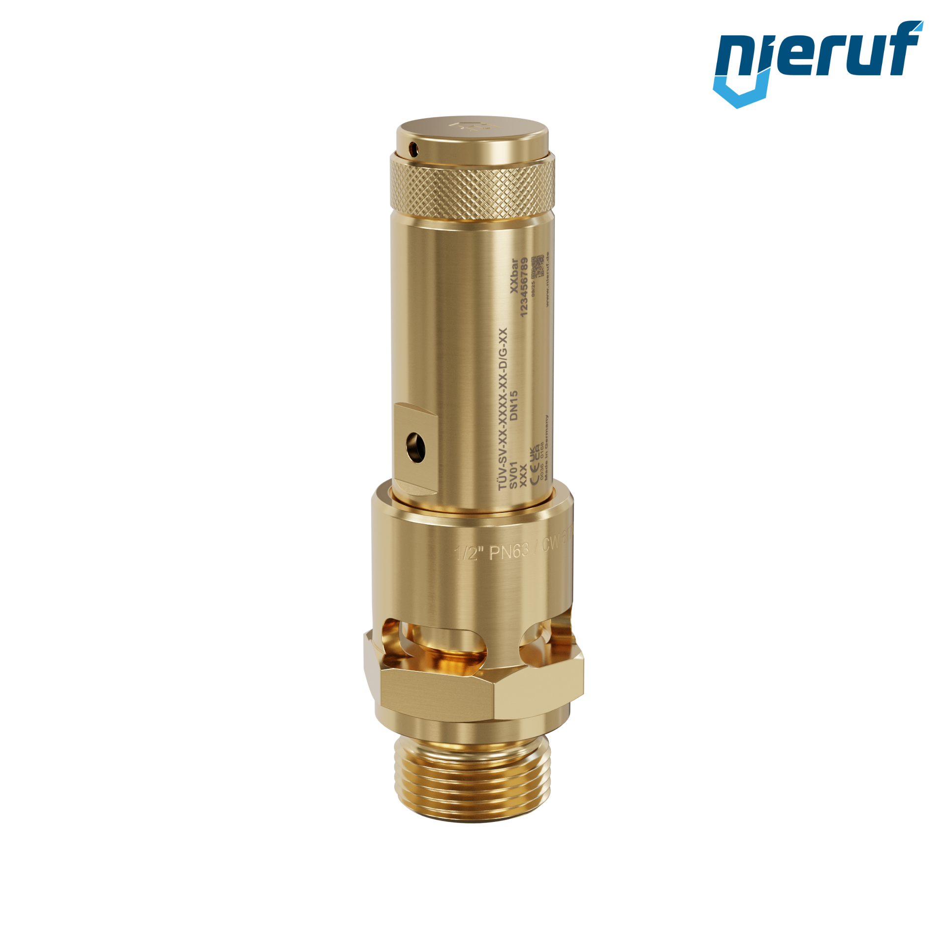 valvola di sicurezza 1/2" M SV01 aria compressa PTFE ottone