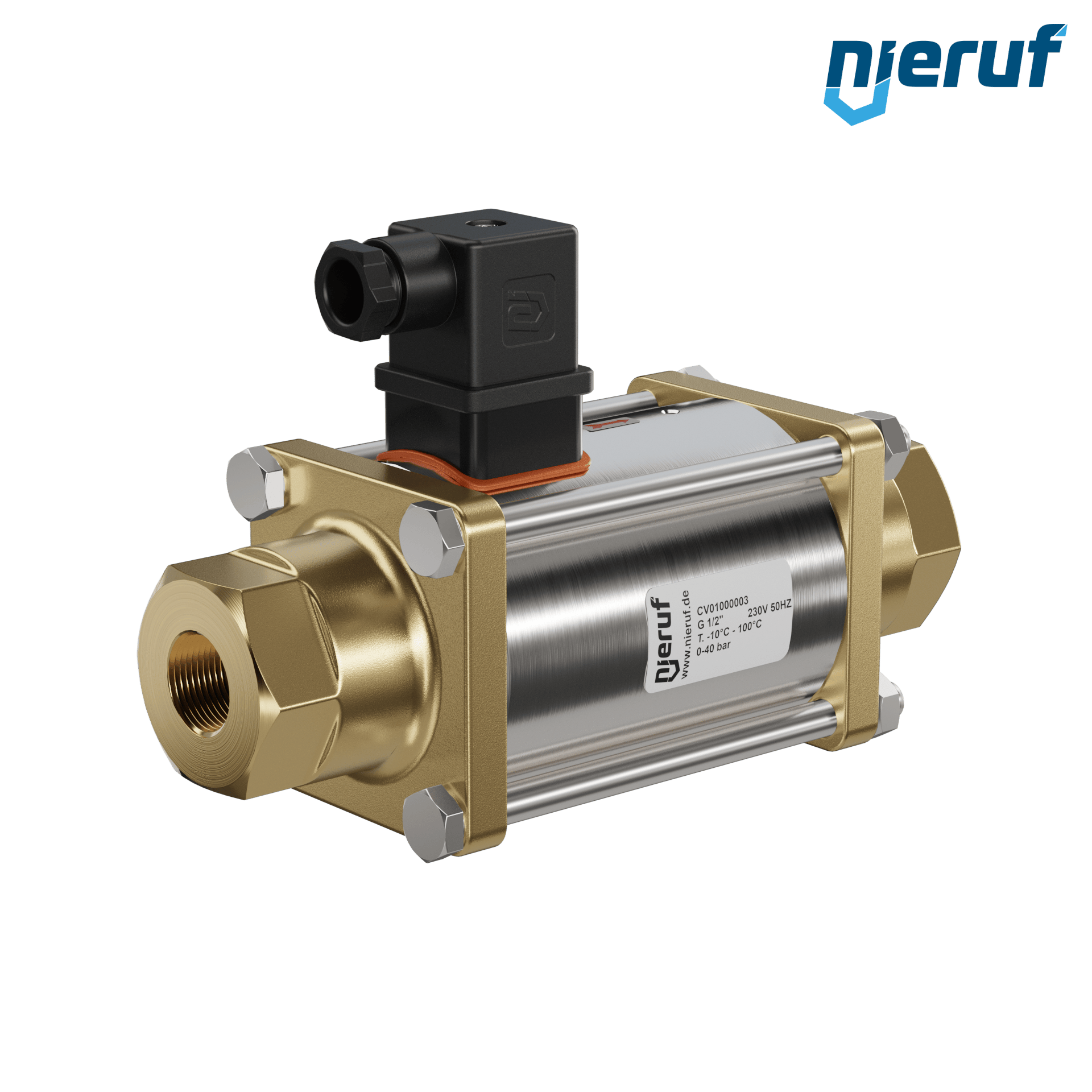 Coaxial-Ventil 1/2" Zoll IG - DN15 Messing 230V AC NC