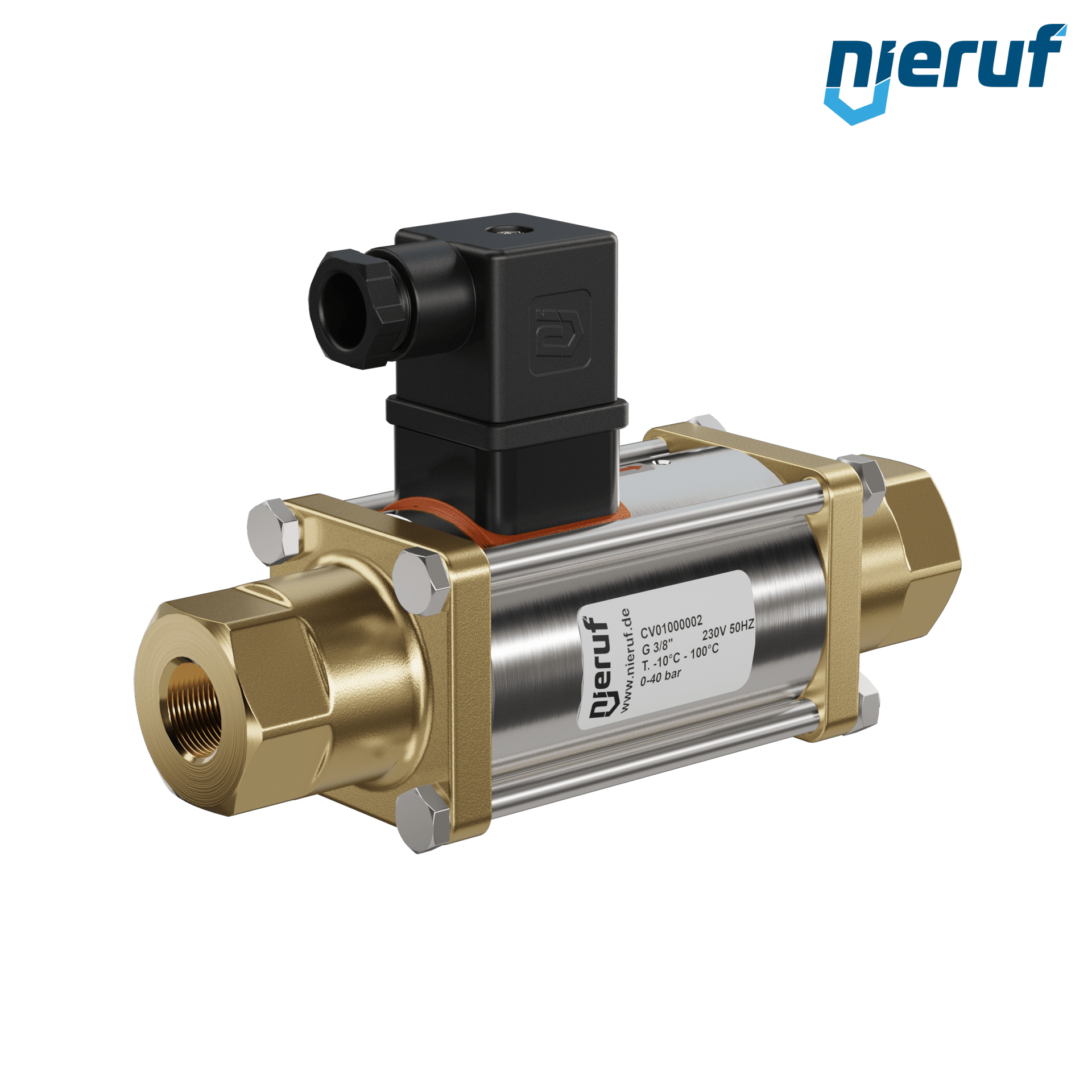 Coaxial-Ventil 3/8" Zoll IG - DN10 Messing 230V AC NC