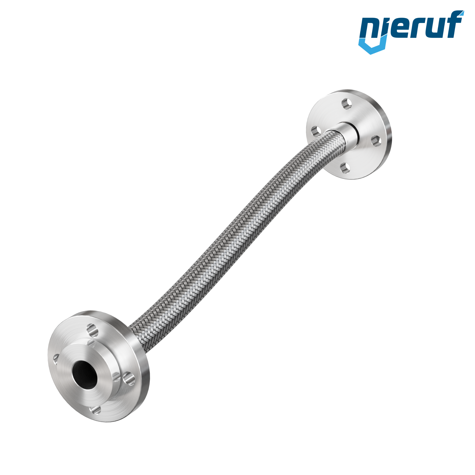 Edelstahlwellschlauch ES01 DN25 - 1" Zoll mit Einfachumflechtung und Losflansch Länge 1000 mm