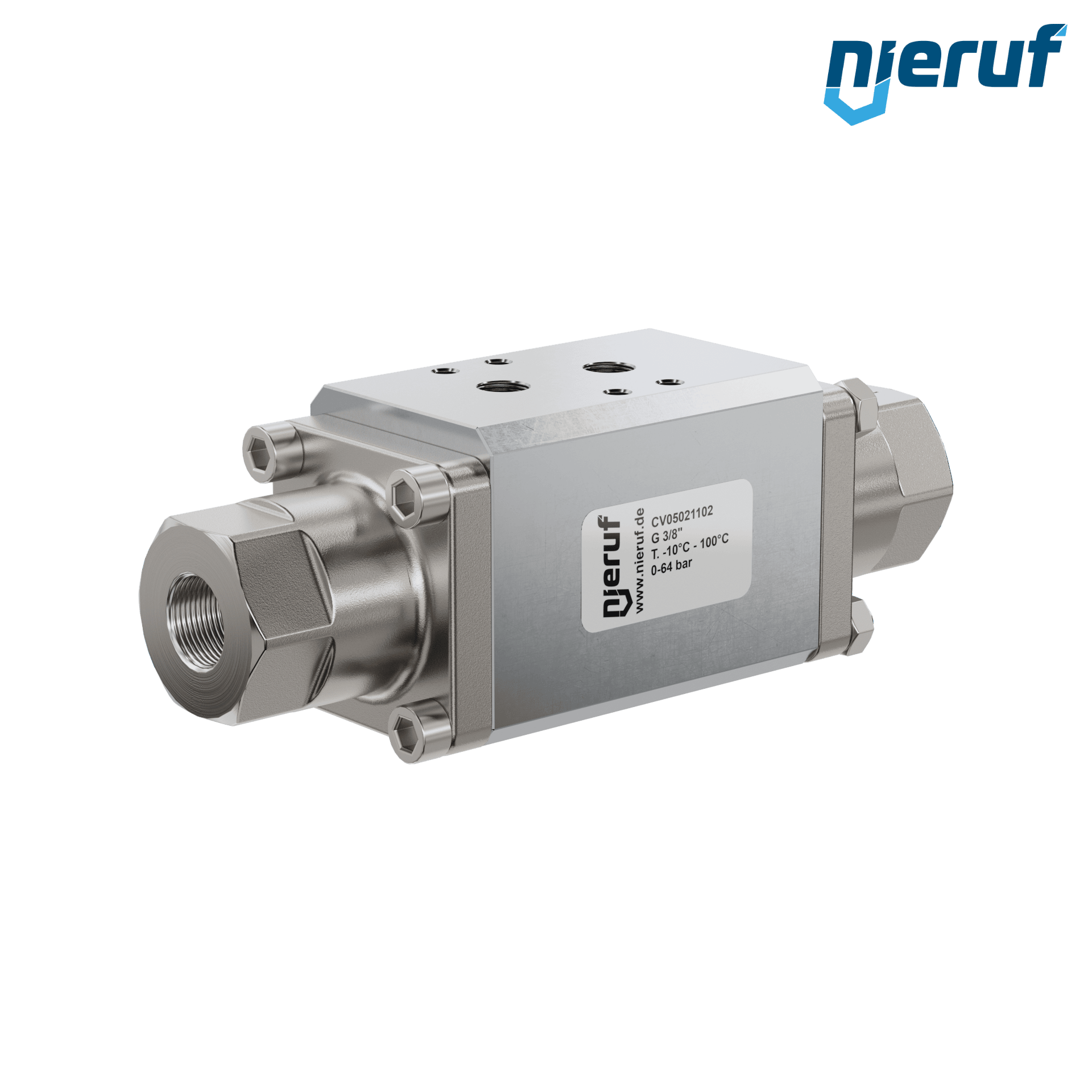 2/2-Wege-Coaxial-Ventil CV05 3/8" Zoll IG - DN10 Edelstahl max. 160 bar NO - für Wasser Anwendung