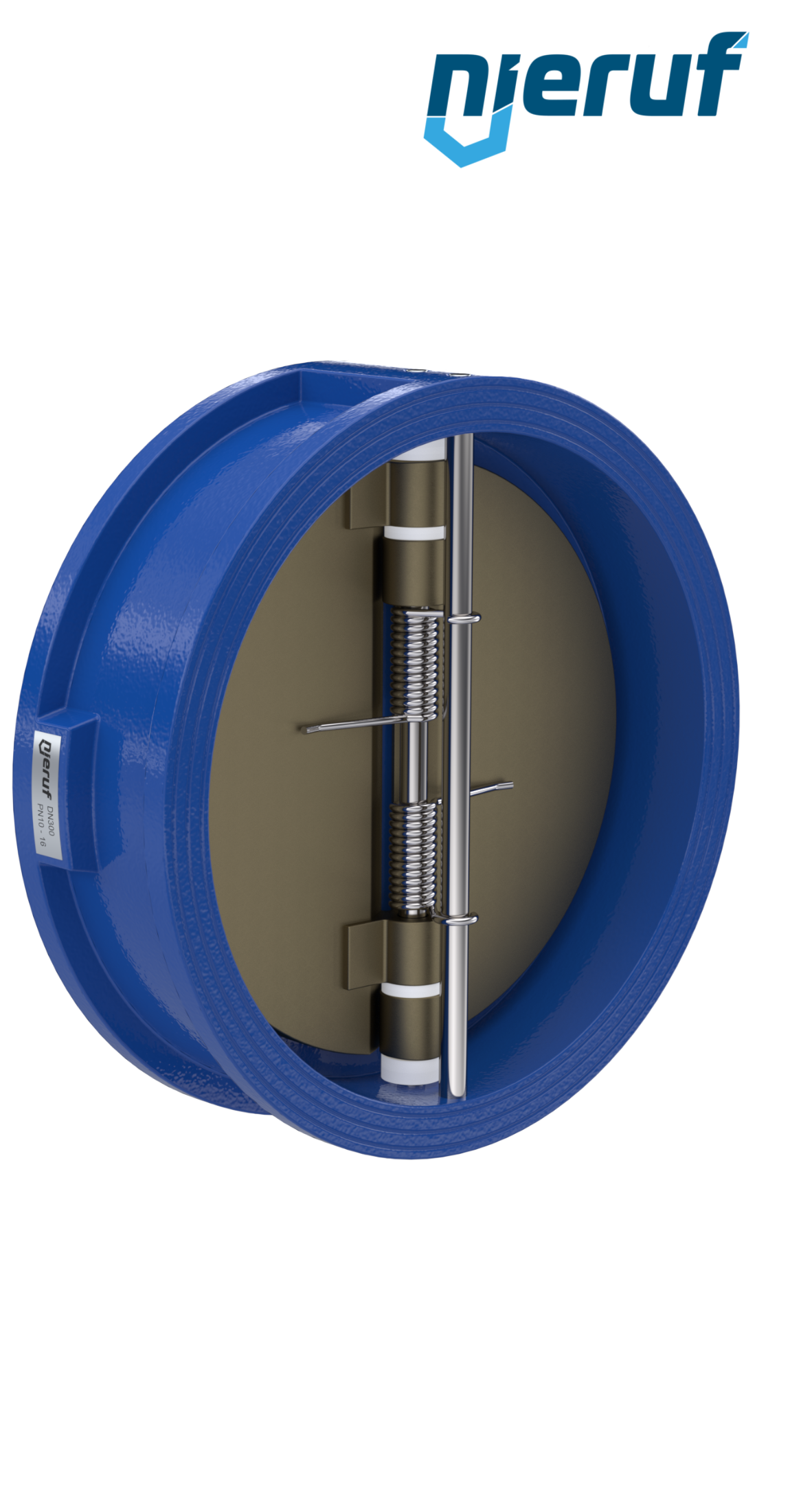 Doppelflügel-Rückschlagklappe DN300 ANSI150 DR04 ANSI 150 GGG40 epoxid-beschichtet blau 180µm FKM