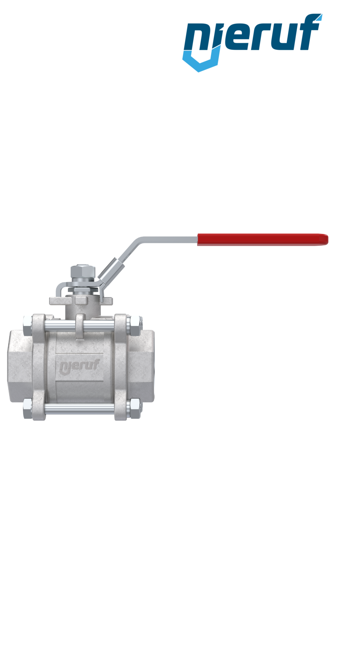 Dreiteiliger Edelstahl-Kugelhahn DN10 - 3/8" Zoll Innengewinde