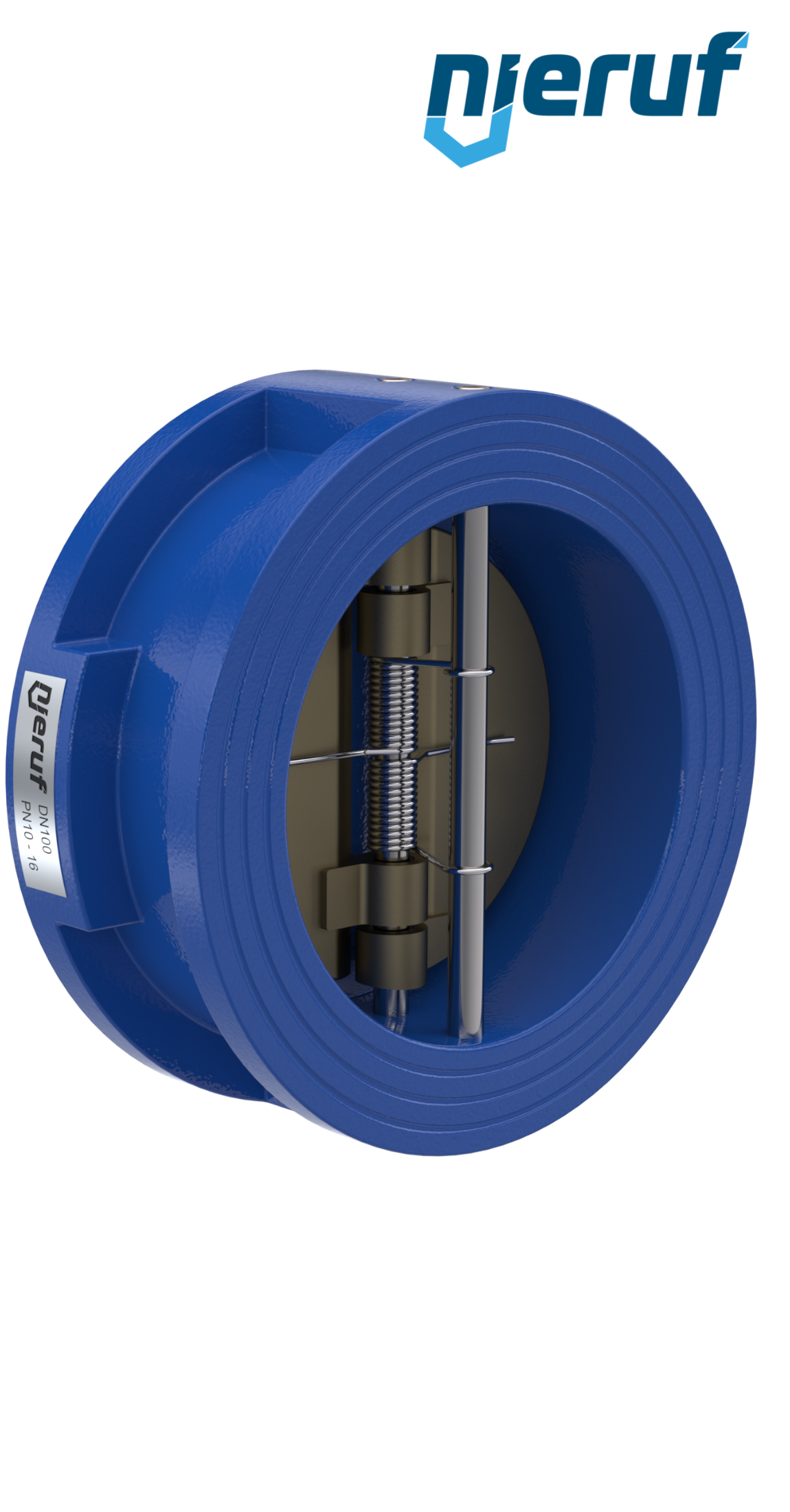 Doppelflügel-Rückschlagklappe DN100 ANSI150 DR04 ANSI 150 GGG40 epoxid-beschichtet blau 180µm FKM