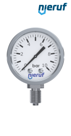 Manometer G 1/4" radial 50 mm Edelstahl MM05 0 - 10,0 bar Manometer G 1/4" radial 50 mm Edelstahl MM05 0 - 10,0 bar