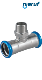 T-Stück Pressfitting I x I DN20 - 22,0 mm Aussengewinde 3/4" Zoll Edelstahl T-Stück Pressfitting I x I DN20 - 22,0 mm Aussengewinde 3/4" Zoll Edelstahl