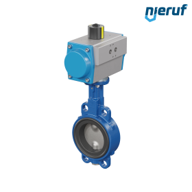 Absperrklappe DN 80 AK01 NBR-70-schwarz DVGW Gas pneumatischer Schwenkantrieb doppeltwirkend