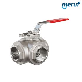 3 Wege Kugelhahn DN50 - 2" Zoll GK09 Edelstahl T-Bohrung