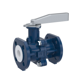 PFA-Flanschkugelhahn FK13 DN50 - 2" Zoll PN10/16 aus Sphäroguss mit Hebelgriff