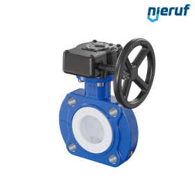 Absperrklappe PTFE AK10 DN40 PN10-PN16 Handradgetriebe FKM Einlage