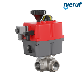 3 Wege Kugelhahn elektrisch 24-240V DN25 - 1" Zoll Edelstahl reduzierter Durchgang mit T-Bohrung