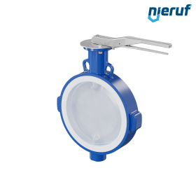 PFA-Absperrklappe PTFE AK09 DN300 PN10-PN16 Rasthebel Silikon Einlage