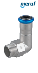 Übergangswinkel 90° Pressfitting I DN40 - 42,0 mm Aussengewinde 1 1/2" Zoll Edelstahl Übergangswinkel 90° Pressfitting I DN40 - 42,0 mm Aussengewinde 1 1/2" Zoll Edelstahl