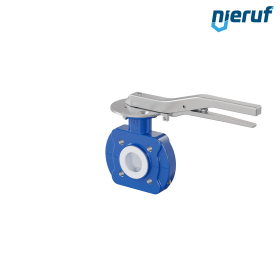PFA-Absperrklappe PTFE AK10 DN25 PN10-PN16 Rasthebel Silikon Einlage PFA-Absperrklappe PTFE AK10 DN25 PN10-PN16 Rasthebel Silikon Einlage
