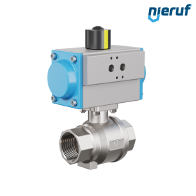 valvola a sfera pneumatica DN40 - 1 1/2" pollici azionamento rotativo a effetto semplice apertura a molla PK02