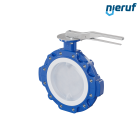 Absperrklappe PTFE AK10 DN250 PN10 Rasthebel FKM Einlage