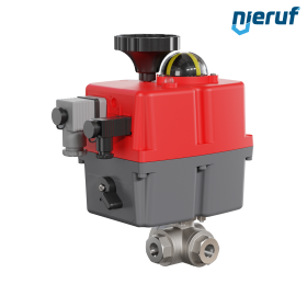 3 Wege Kugelhahn elektrisch 24-240V DN8 - 1/4" Zoll Edelstahl reduzierter Durchgang mit L-Bohrung