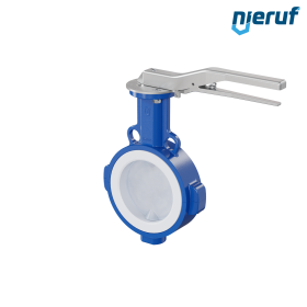 PFA-Absperrklappe PTFE AK09 DN125 PN10-PN16 Rasthebel Silikon Einlage