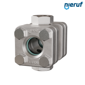 Durchfluss-Schauglas G 1/2" Zoll Edelstahl Borosilikatglas