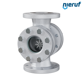 Flansch Schauglas DN65 - 2 1/2" Zoll Grauguss GG25 Flansch ANSI 150 Borosilikatglas Version mit PTFE-Rotor