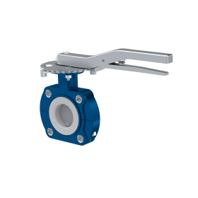 PFA-Absperrklappe PTFE AK10 DN25 PN10-PN16 Rasthebel Silikon Einlage