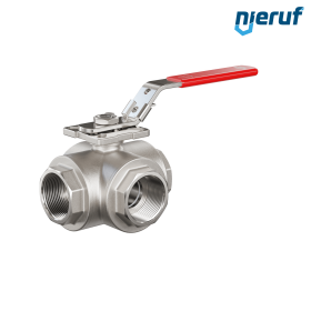 3 Wege Kugelhahn DN40 - 1 1/2" Zoll GK09 Edelstahl T-Bohrung