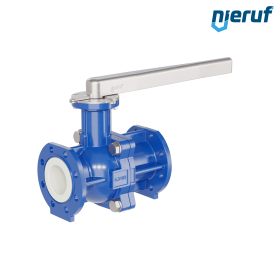 PFA-Flanschkugelhahn FK13 DN80 - 3" Zoll PN10/16 aus Sphäroguss mit Hebelgriff